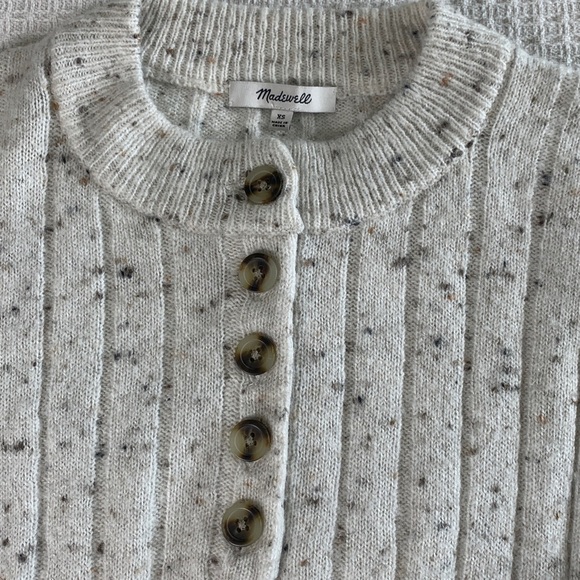 Madewell ivory speckled knit sweater with button front size XS - Picture 5 of 10